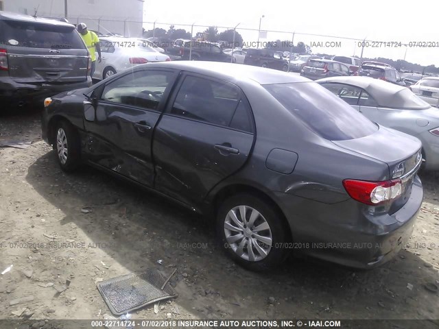 2T1BU4EE2CC822107 - 2012 TOYOTA COROLLA S/LE GRAY photo 3