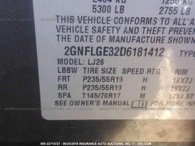 2GNFLGE32D6181412 - 2013 CHEVROLET EQUINOX LTZ GRAY photo 9