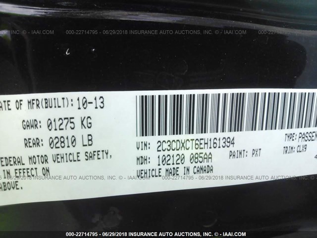 2C3CDXCT6EH161394 - 2014 DODGE CHARGER R/T BLACK photo 9