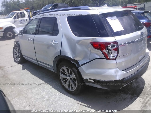 1FM5K7F80JGA16337 - 2018 FORD EXPLORER LIMITED 银色 照片 3