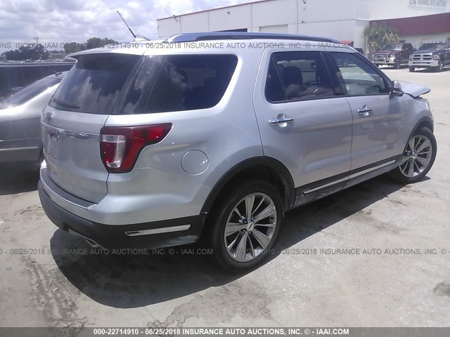 1FM5K7F80JGA16337 - 2018 FORD EXPLORER LIMITED 银色 照片 4