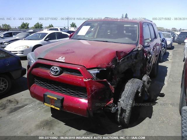 JTEBU5JR1E5180005 - 2014 TOYOTA 4RUNNER SR5/LIMITED/TRAIL RED photo 2