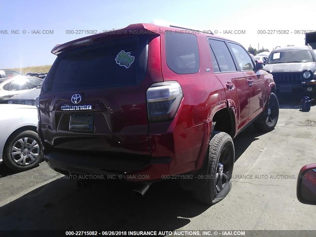 JTEBU5JR1E5180005 - 2014 TOYOTA 4RUNNER SR5/LIMITED/TRAIL RED photo 4