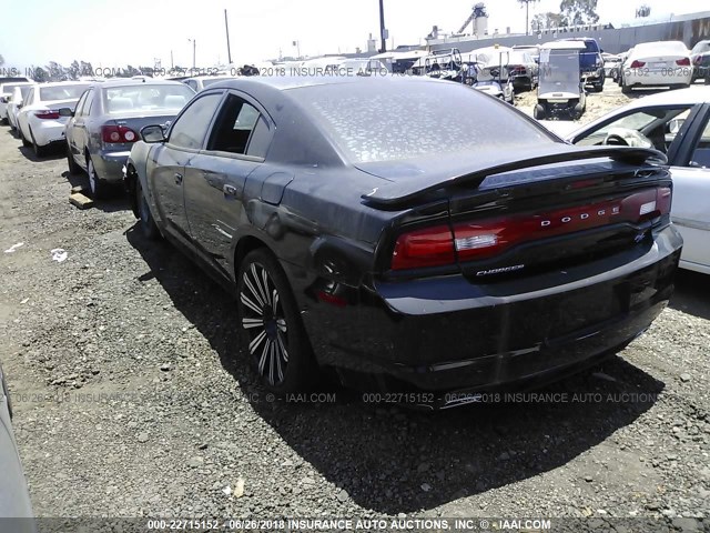 2C3CDXCT8DH503281 - 2013 DODGE CHARGER R/T BLACK photo 3