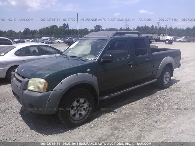 1N6ED29X02C357960 - 2002 NISSAN FRONTIER CREW CAB XE/CREW CAB SE GREEN photo 2