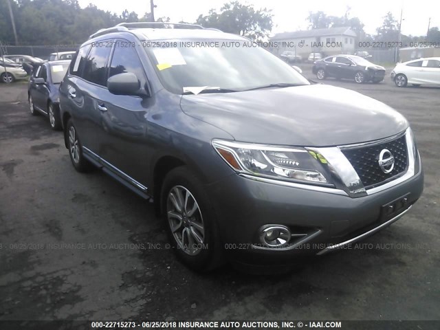 5N1AR2MM5FC651436 - 2015 NISSAN PATHFINDER S/SV/SL/PLATINUM GRAY photo 1