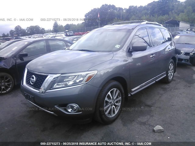 5N1AR2MM5FC651436 - 2015 NISSAN PATHFINDER S/SV/SL/PLATINUM GRAY photo 2