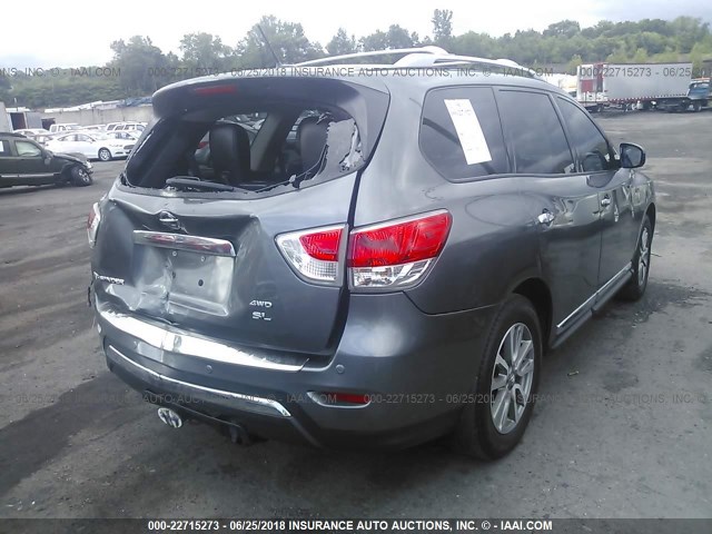 5N1AR2MM5FC651436 - 2015 NISSAN PATHFINDER S/SV/SL/PLATINUM GRAY photo 4