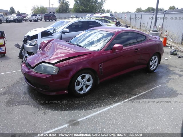 KMHHM65D15U187525 - 2005 HYUNDAI TIBURON RED photo 2