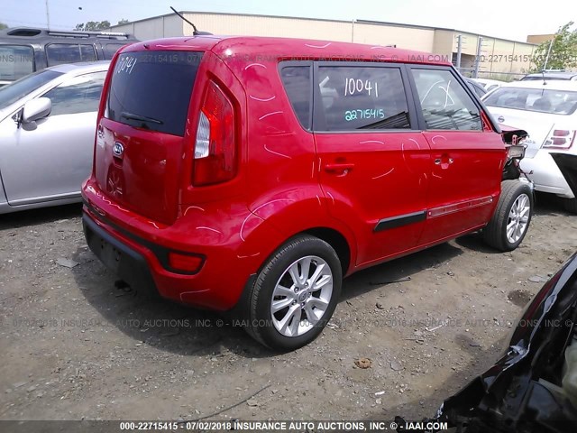 KNDJT2A63C7395037 - 2012 KIA SOUL +/!/SPORT RED photo 4