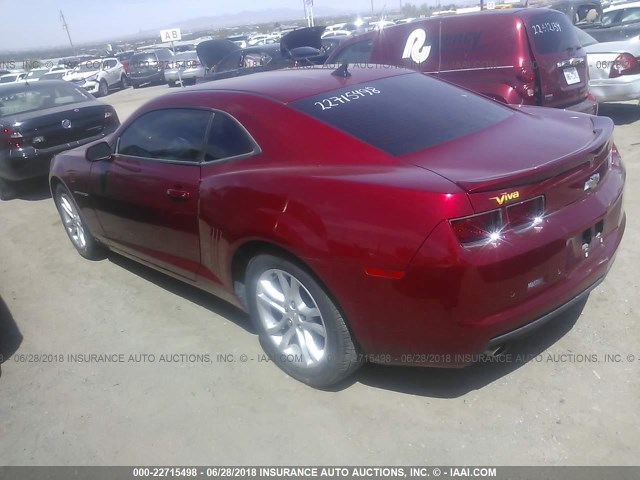 2G1FB1E38D9186596 - 2013 CHEVROLET CAMARO LT RED photo 3