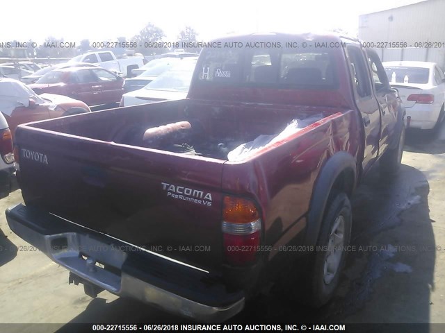5TEGN92NX4Z427219 - 2004 TOYOTA TACOMA DOUBLE CAB PRERUNNER RED photo 4