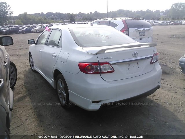 2T1BU4EE0BC737510 - 2011 TOYOTA COROLLA S/LE WHITE photo 3