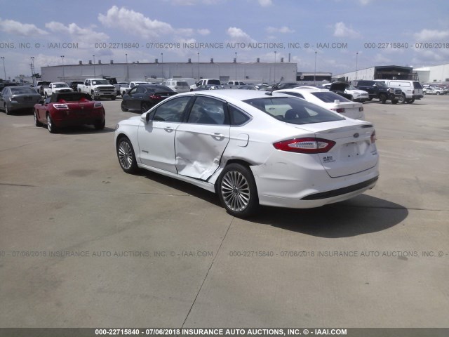 3FA6P0RU6DR385149 - 2013 FORD FUSION TITANIUM HEV WHITE photo 3