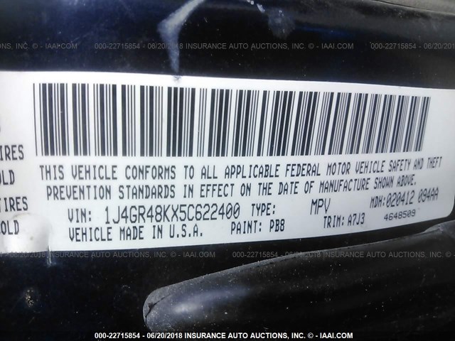 1J4GR48KX5C622400 - 2005 JEEP GRAND CHEROKEE LAREDO/COLUMBIA/FREEDOM 蓝色 照片 9
