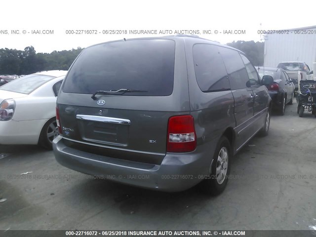 KNDUP131546594367 - 2004 KIA SEDONA EX/LX GRAY photo 4