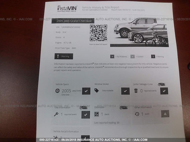 1J4HR48N25C530342 - 2005 JEEP GRAND CHEROKEE LAREDO/COLUMBIA/FREEDOM 棕色 照片 6