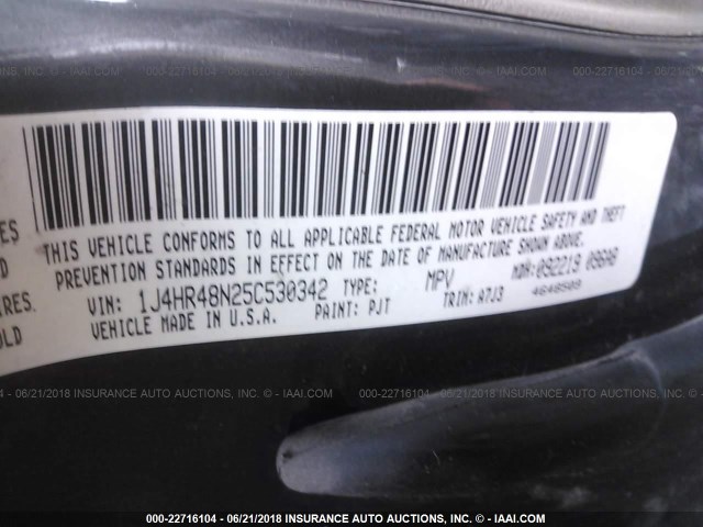 1J4HR48N25C530342 - 2005 JEEP GRAND CHEROKEE LAREDO/COLUMBIA/FREEDOM 棕色 照片 9