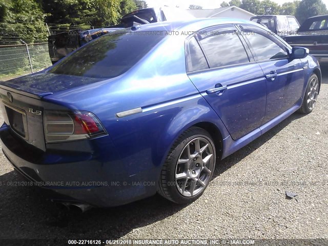 19UUA76567A021435 - 2007 ACURA TL TYPE S BLUE photo 4