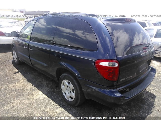 1D4GP24393B288476 - 2003 DODGE GRAND CARAVAN SE BLUE photo 3