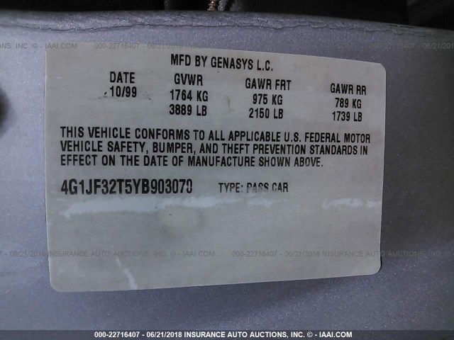 4G1JF32T5YB903070 - 2000 CHEVROLET CAVALIER Z24 SILVER photo 9