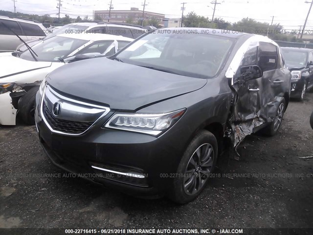 5FRYD4H40EB001081 - 2014 ACURA MDX TECHNOLOGY GREEN photo 2