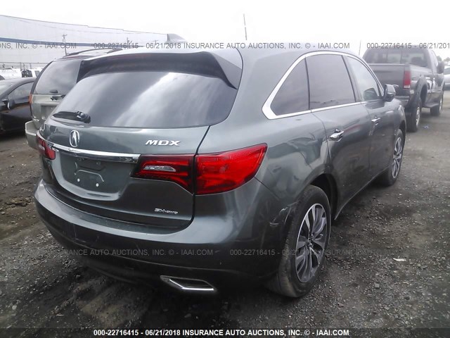 5FRYD4H40EB001081 - 2014 ACURA MDX TECHNOLOGY GREEN photo 4