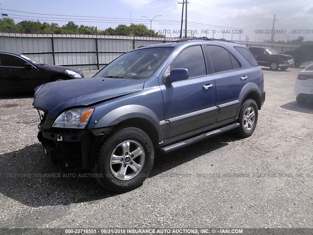 KNDJC733255363209 - 2005 KIA SORENTO EX/LX BLUE photo 2