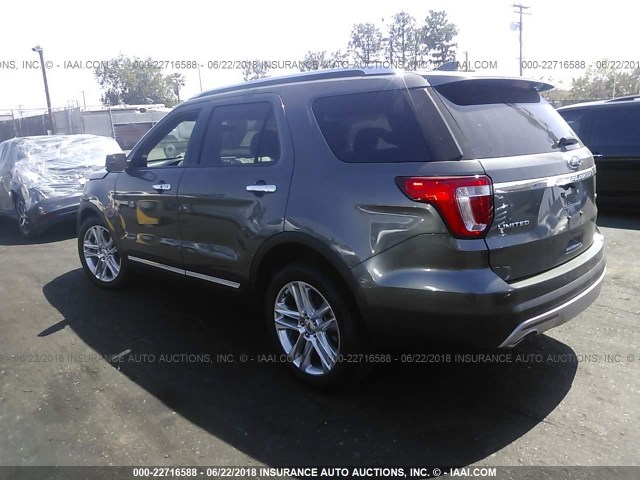1FM5K7FH6HGE42009 - 2017 FORD EXPLORER LIMITED 灰色 照片 3