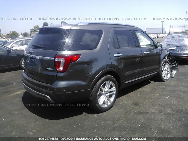 1FM5K7FH6HGE42009 - 2017 FORD EXPLORER LIMITED 灰色 照片 4