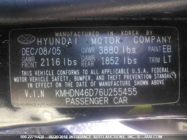 KMHDN46D76U255455 - 2006 HYUNDAI ELANTRA GLS/GT/LIMITED Unknown photo 9