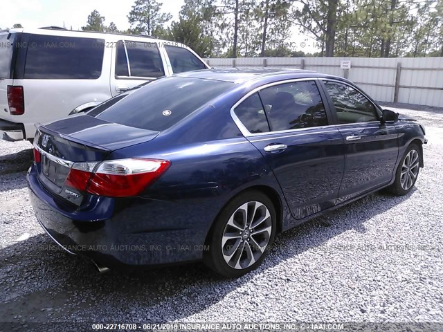 1HGCR2F58FA098975 - 2015 HONDA ACCORD SPORT BLUE photo 4