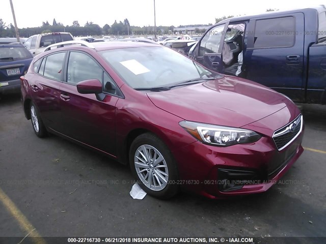 4S3GTAD62J3723407 - 2018 SUBARU IMPREZA PREMIUM PLUS RED photo 1