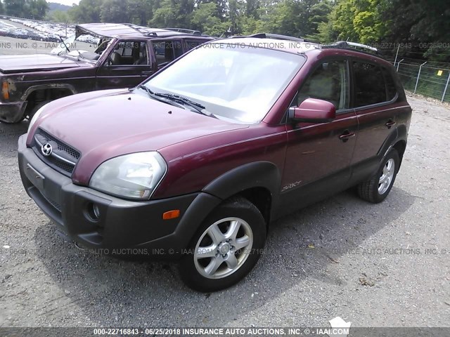 KM8JN12D55U050075 - 2005 HYUNDAI TUCSON GLS/LX RED photo 2