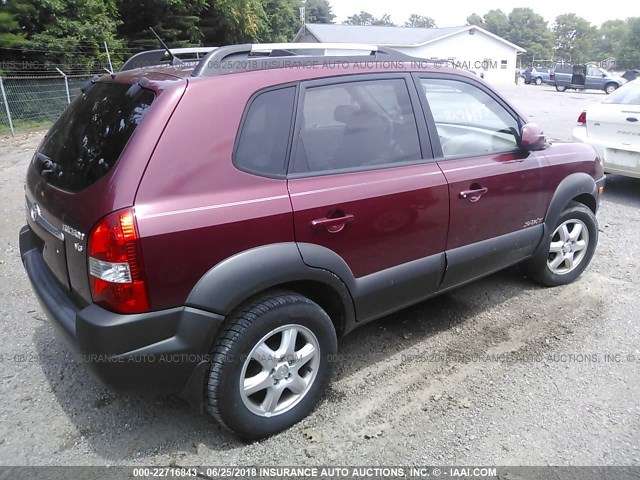 KM8JN12D55U050075 - 2005 HYUNDAI TUCSON GLS/LX RED photo 4