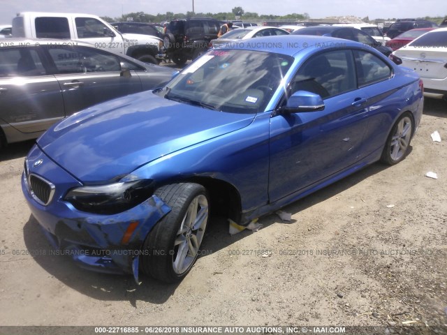 WBA1F9C59GV742521 - 2016 BMW 228 I/SULEV BLUE photo 2