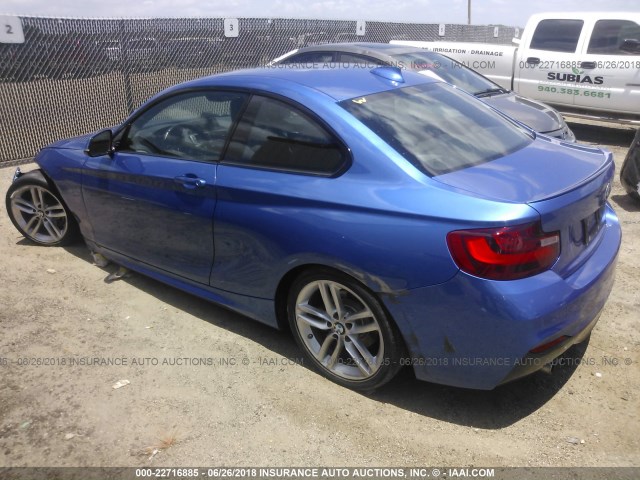 WBA1F9C59GV742521 - 2016 BMW 228 I/SULEV BLUE photo 3