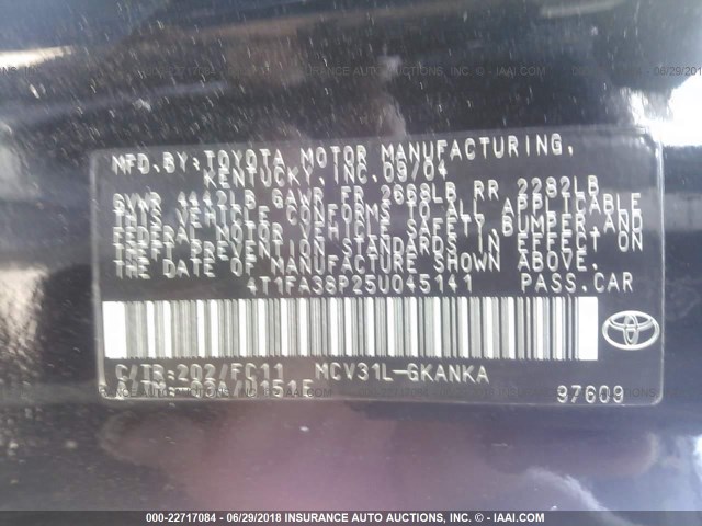 4T1FA38P25U045141 - 2005 TOYOTA CAMRY SOLARA SE/SLE Qara foto 9