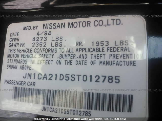 JN1CA21D5ST012785 - 1995 NISSAN MAXIMA GLE/GXE/SE BLACK photo 9