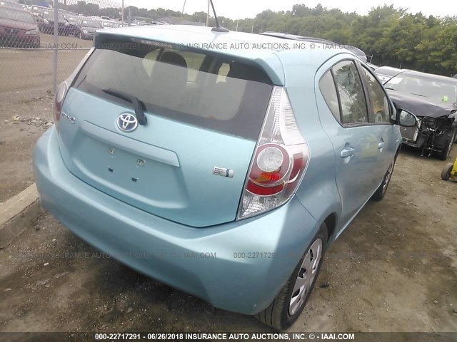 JTDKDTB37C1019102 - 2012 TOYOTA PRIUS C TEAL photo 4