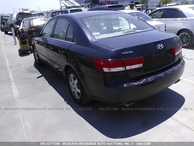 5NPEU46F16H016717 - 2006 HYUNDAI SONATA GLS/LX BLUE photo 3