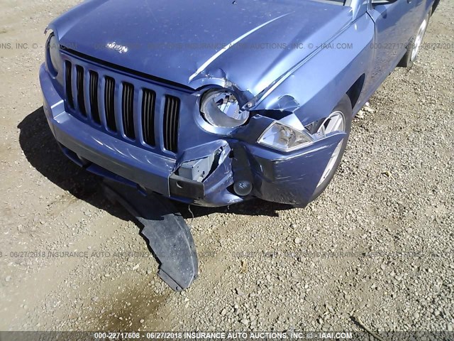 1J8FT47W57D205912 - 2007 JEEP COMPASS BLUE photo 6