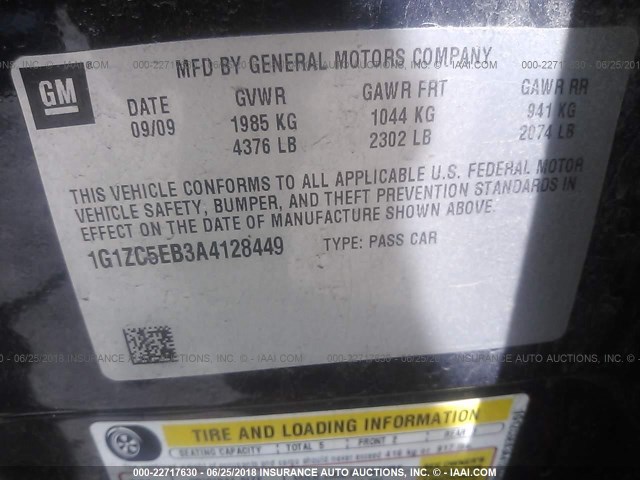 1G1ZC5EB3A4128449 - 2010 CHEVROLET MALIBU 1LT BLUE photo 9