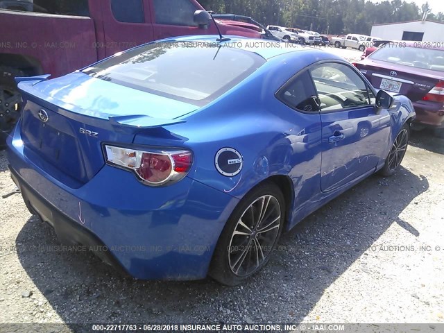 JF1ZCAC1XE8604291 - 2014 SUBARU BRZ 2.0 LIMITED BLUE photo 4