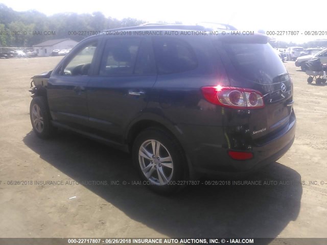 5XYZKDAG2CG135144 - 2012 HYUNDAI SANTA FE LIMITED Dark Blue photo 3