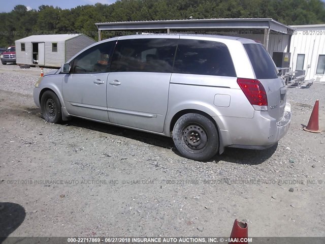 5N1BV28U24N325640 - 2004 NISSAN QUEST S/SE/SL SILVER photo 3