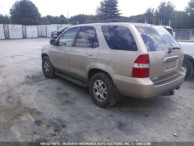 2HNYD18612H527107 - 2002 ACURA MDX TOURING GOLD photo 3