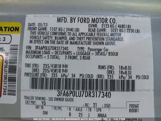 3FA6P0LU7DR317340 - 2013 FORD FUSION SE HYBRID GREEN photo 9