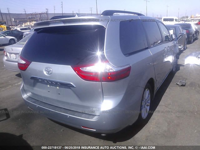 5TDYK3DC9GS742326 - 2016 TOYOTA SIENNA XLE/LIMITED SILVER photo 4