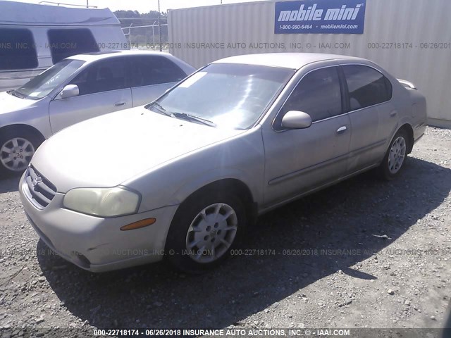 JN1CA31D31T616386 - 2001 NISSAN MAXIMA GXE/SE/GLE/20TH ANNIV TAN photo 2